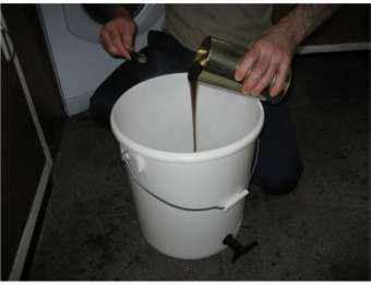 pouring the hopped extract into the fermenter
