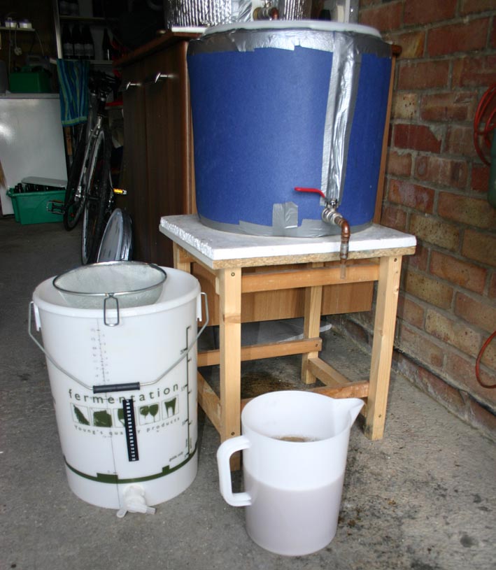 batch sparge wort jug full