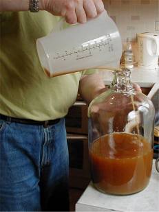 Adding the beer yeast to the starter wort
