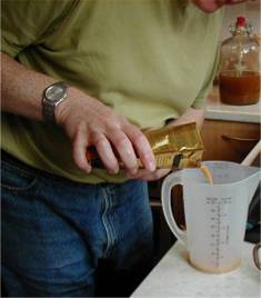 Pouring out the active beer yeast